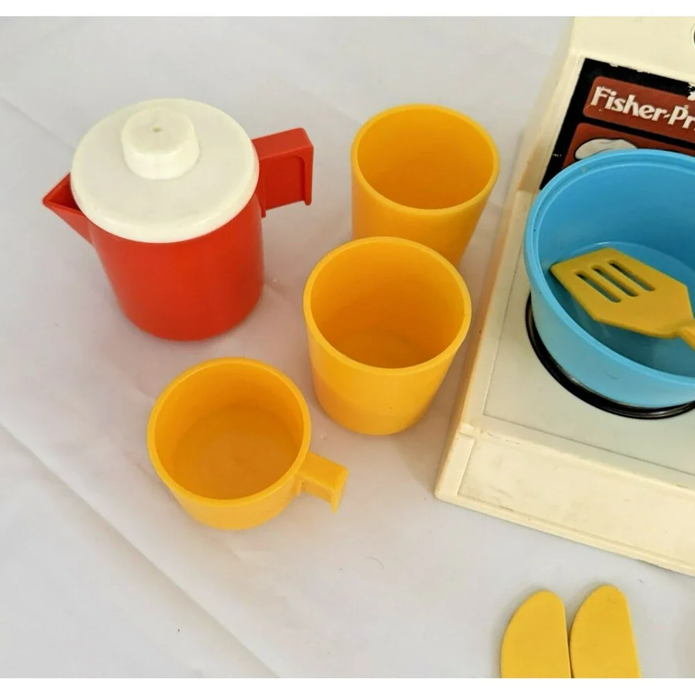 Vtg 1978 Fisher-Price Stove Top Glow Magic Burners 919 Accessories Bell WORKS